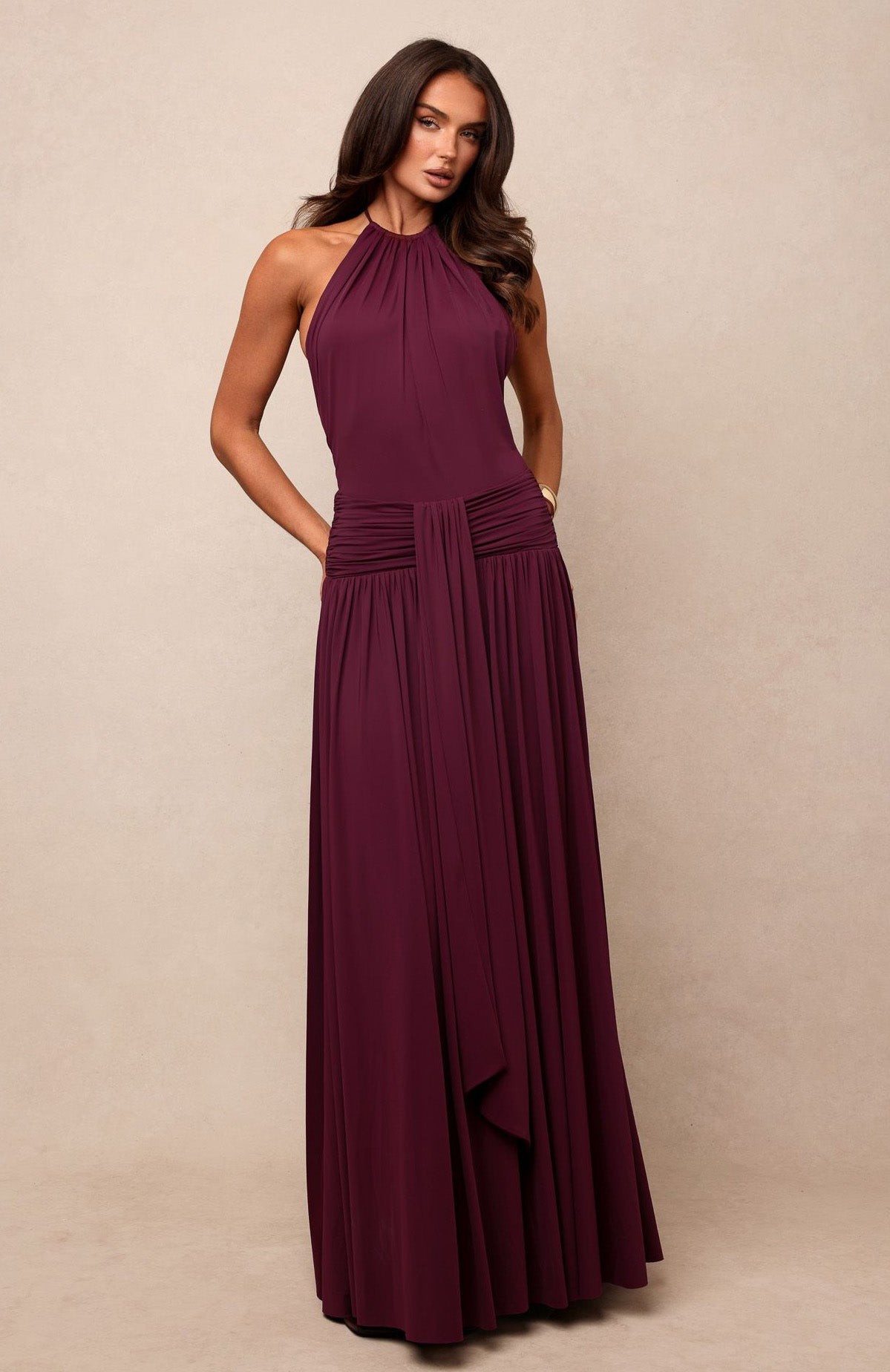 Lost In The Tide Maxi Dress Dark Cherry view 4