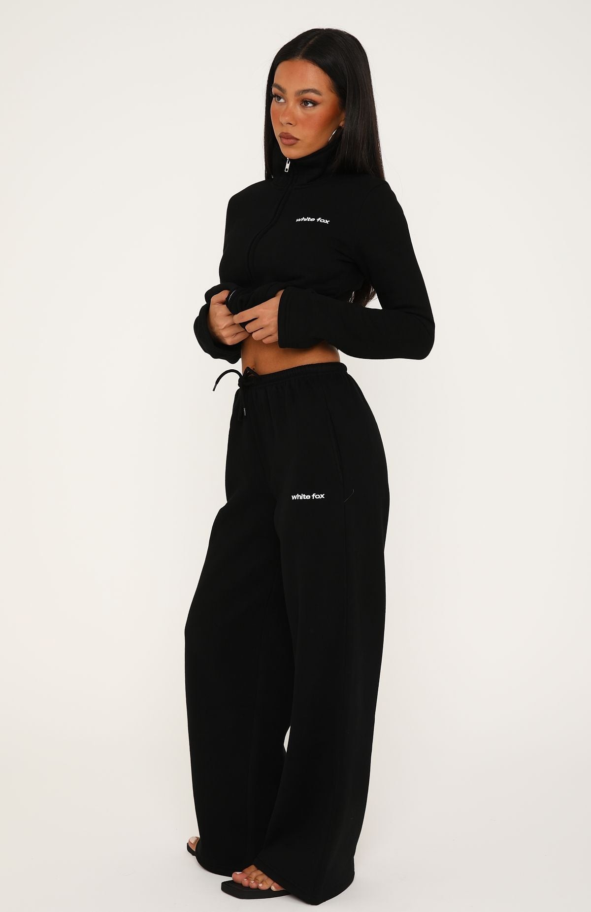 Not Changing Wide Leg Sweatpants Black view 3