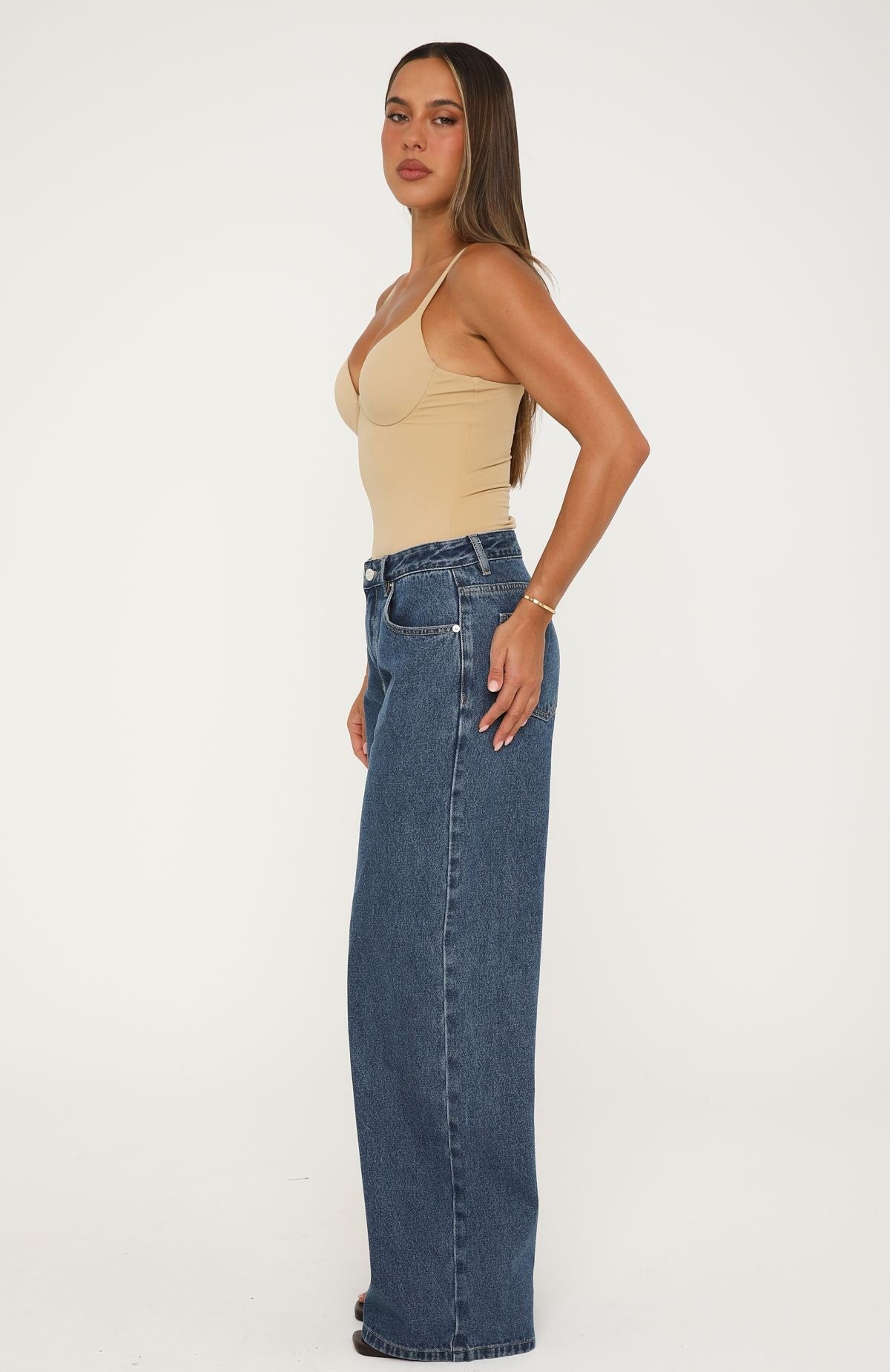 Just My Type Mid Rise Wide Leg Jeans Washed Admiral view 3