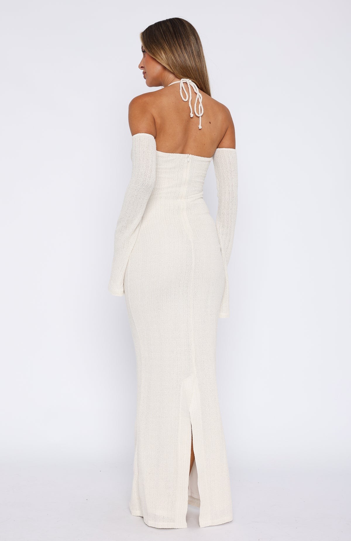 To The Beach Long Sleeve Maxi Dress Cream view 4
